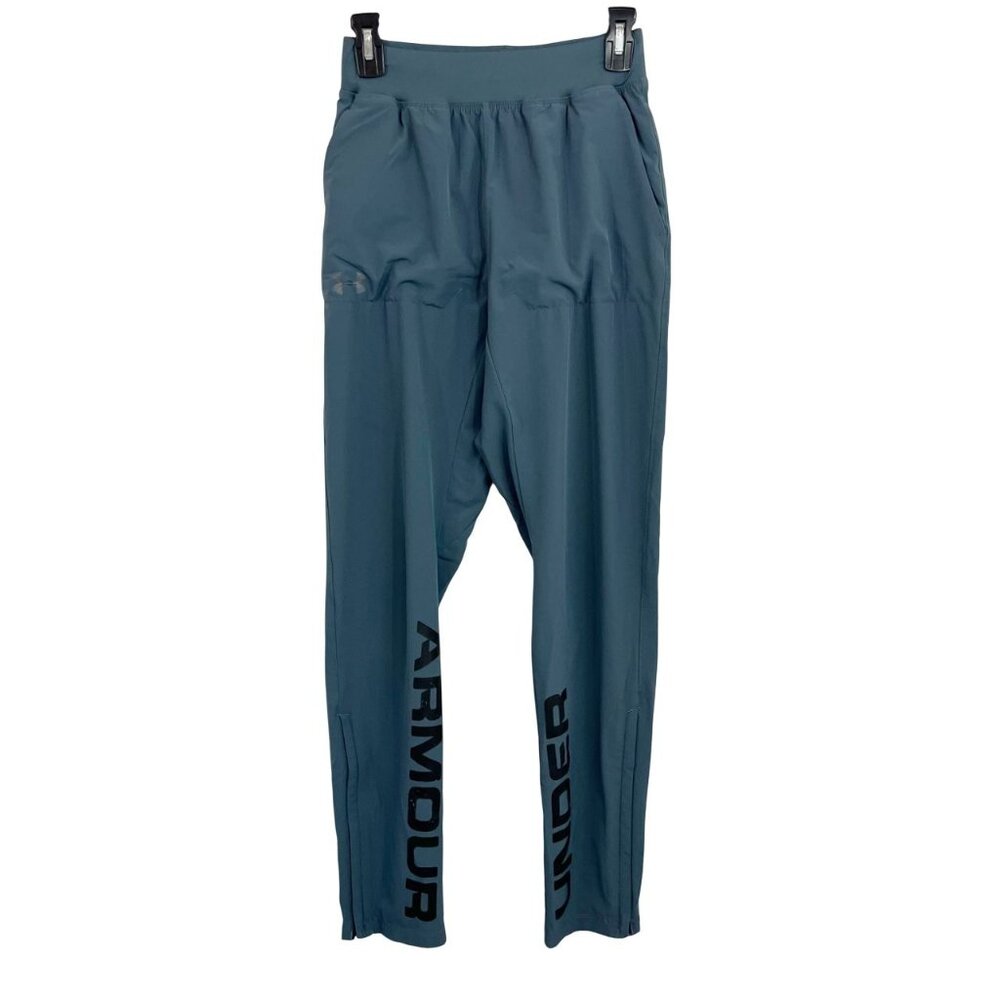 Under Armour Storm Heat Gear Gray Pull On Tapered Pants Logo - Size Small